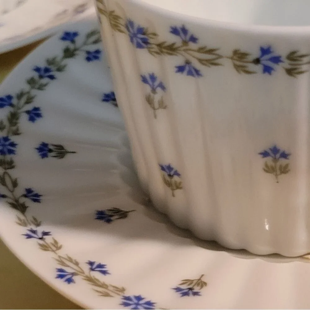 Cup Saucer SET of 3 Vintage GDA LIMOGES, France Bone China Dainty Fine